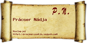 Prácser Nádja névjegykártya